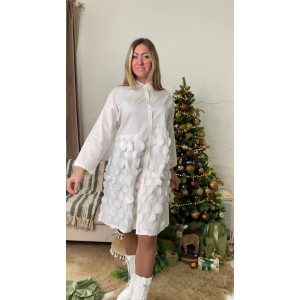 Женское платье на новый год белое аппликация круги